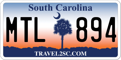 SC license plate MTL894