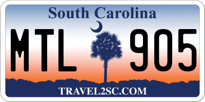 SC license plate MTL905