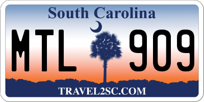 SC license plate MTL909