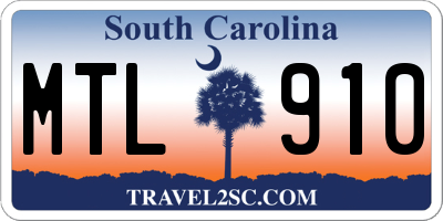 SC license plate MTL910