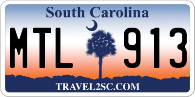 SC license plate MTL913
