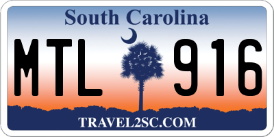 SC license plate MTL916