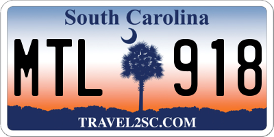 SC license plate MTL918