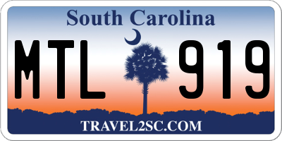 SC license plate MTL919
