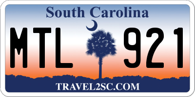 SC license plate MTL921