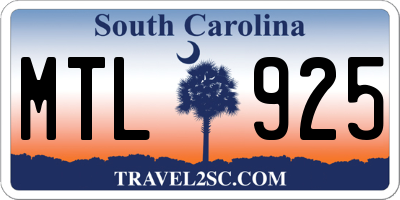 SC license plate MTL925