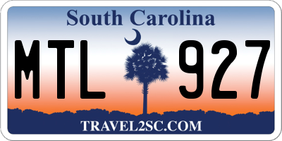 SC license plate MTL927