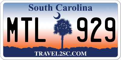 SC license plate MTL929