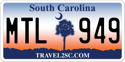 SC license plate MTL949