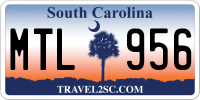 SC license plate MTL956