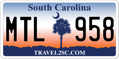 SC license plate MTL958
