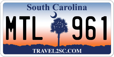 SC license plate MTL961