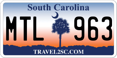 SC license plate MTL963