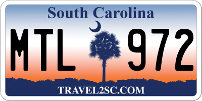 SC license plate MTL972