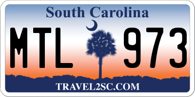 SC license plate MTL973