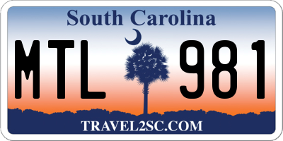 SC license plate MTL981