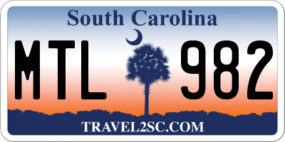 SC license plate MTL982