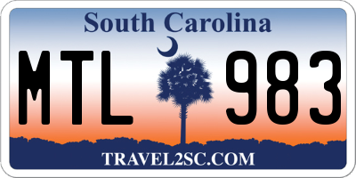 SC license plate MTL983