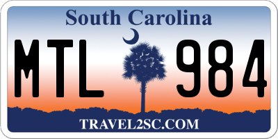 SC license plate MTL984