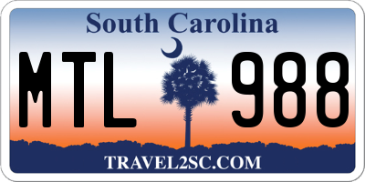 SC license plate MTL988