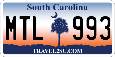 SC license plate MTL993
