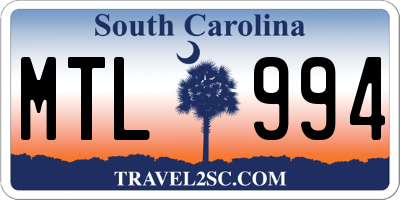 SC license plate MTL994