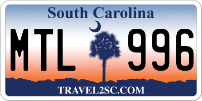 SC license plate MTL996