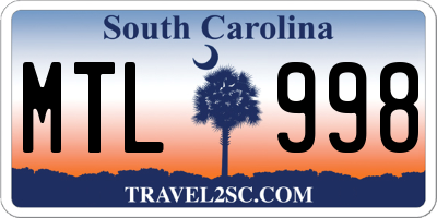 SC license plate MTL998