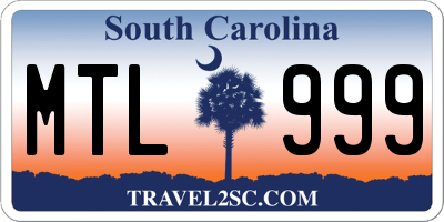 SC license plate MTL999
