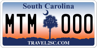 SC license plate MTM000