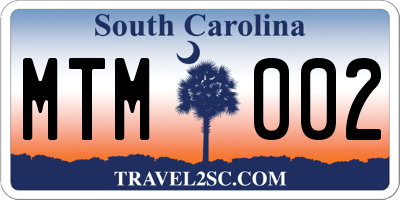 SC license plate MTM002