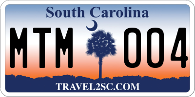 SC license plate MTM004