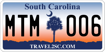SC license plate MTM006