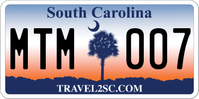 SC license plate MTM007