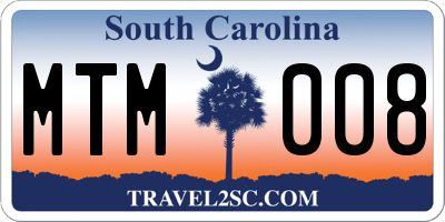 SC license plate MTM008
