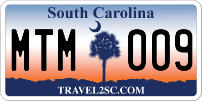 SC license plate MTM009