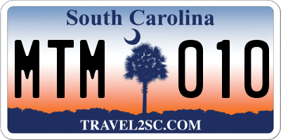 SC license plate MTM010