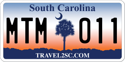 SC license plate MTM011