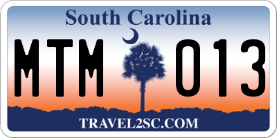 SC license plate MTM013