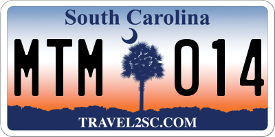 SC license plate MTM014
