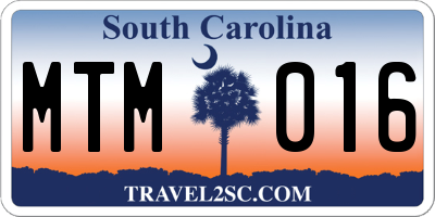 SC license plate MTM016