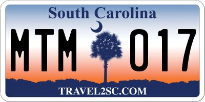 SC license plate MTM017