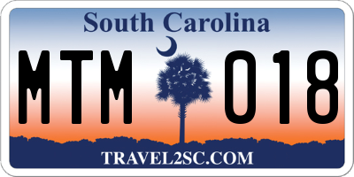 SC license plate MTM018