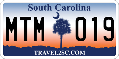 SC license plate MTM019