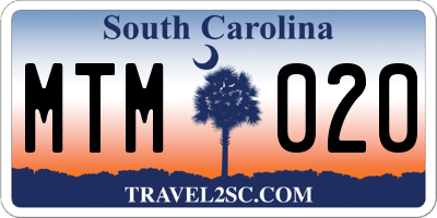 SC license plate MTM020
