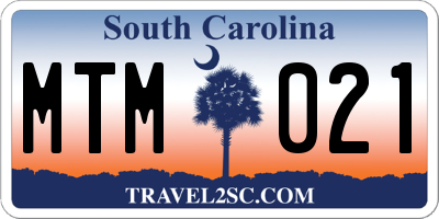 SC license plate MTM021