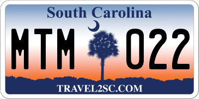 SC license plate MTM022