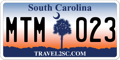 SC license plate MTM023