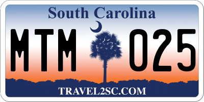 SC license plate MTM025