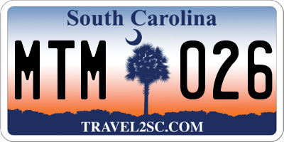 SC license plate MTM026
